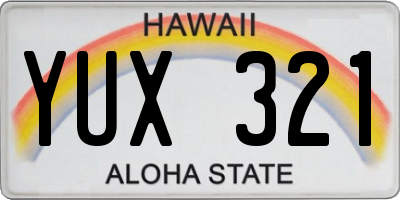 HI license plate YUX321