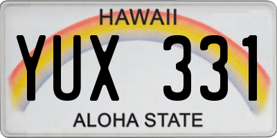 HI license plate YUX331