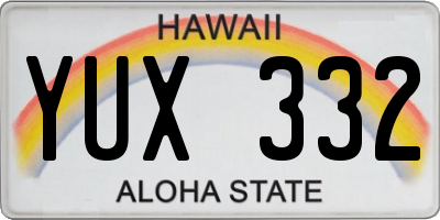 HI license plate YUX332