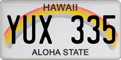HI license plate YUX335