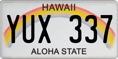 HI license plate YUX337