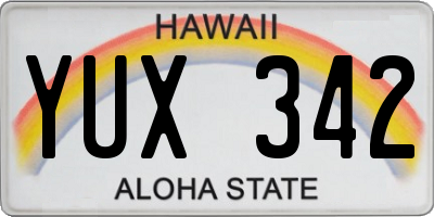 HI license plate YUX342
