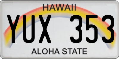 HI license plate YUX353