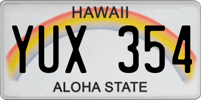 HI license plate YUX354
