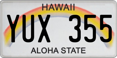 HI license plate YUX355