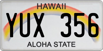 HI license plate YUX356