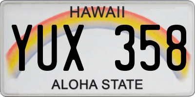 HI license plate YUX358