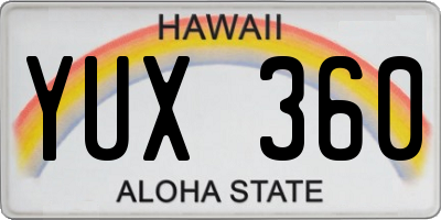 HI license plate YUX360