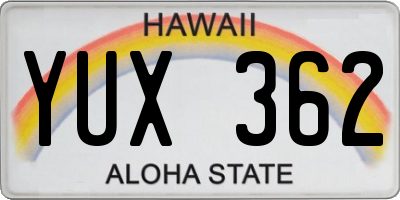 HI license plate YUX362