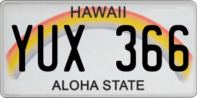 HI license plate YUX366