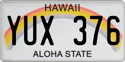 HI license plate YUX376