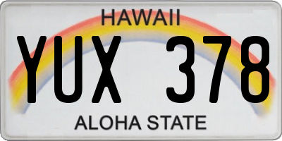 HI license plate YUX378