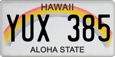 HI license plate YUX385