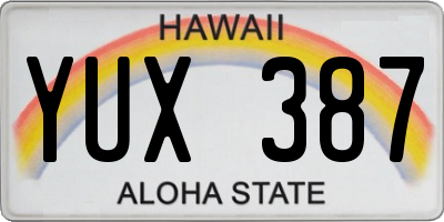 HI license plate YUX387