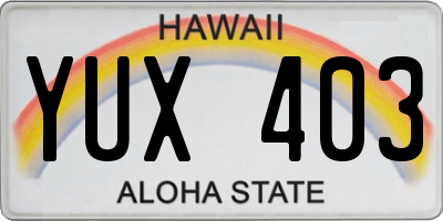 HI license plate YUX403