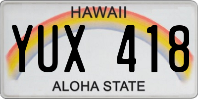 HI license plate YUX418