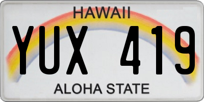 HI license plate YUX419
