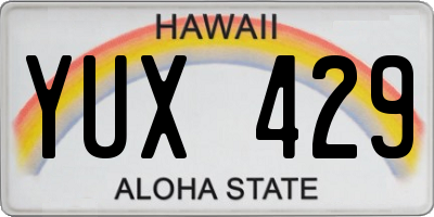 HI license plate YUX429