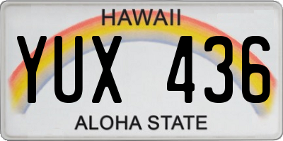 HI license plate YUX436