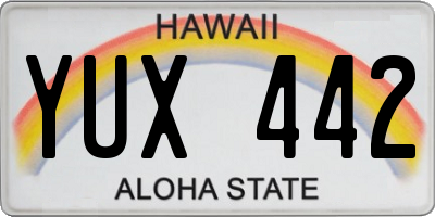 HI license plate YUX442