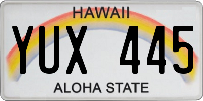 HI license plate YUX445