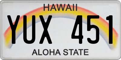 HI license plate YUX451