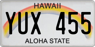 HI license plate YUX455