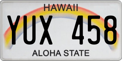 HI license plate YUX458