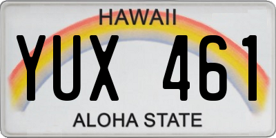 HI license plate YUX461