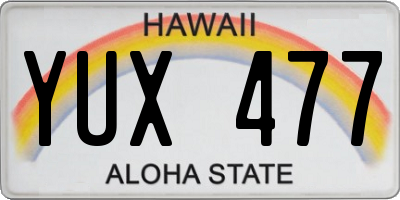 HI license plate YUX477