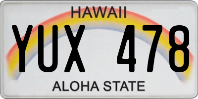 HI license plate YUX478