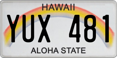 HI license plate YUX481