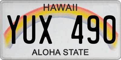 HI license plate YUX490