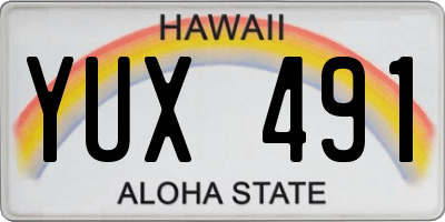 HI license plate YUX491