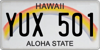 HI license plate YUX501