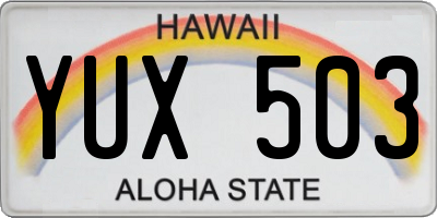 HI license plate YUX503