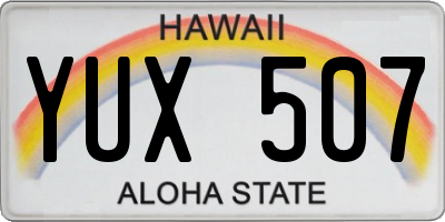 HI license plate YUX507