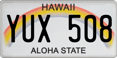 HI license plate YUX508