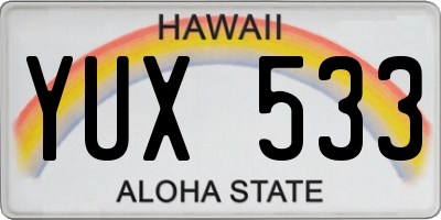 HI license plate YUX533
