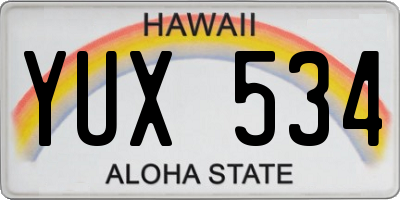 HI license plate YUX534