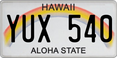 HI license plate YUX540