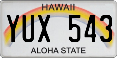 HI license plate YUX543