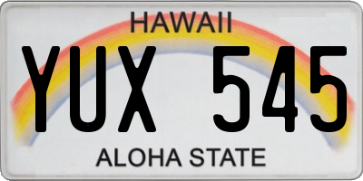 HI license plate YUX545