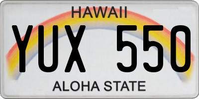 HI license plate YUX550