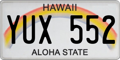 HI license plate YUX552