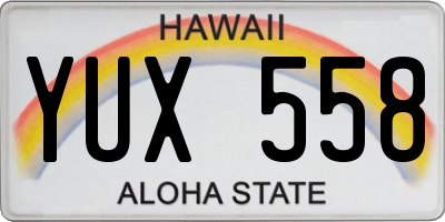 HI license plate YUX558