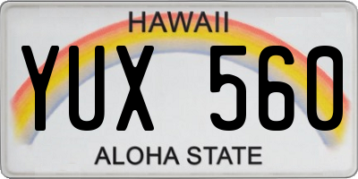 HI license plate YUX560