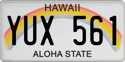 HI license plate YUX561