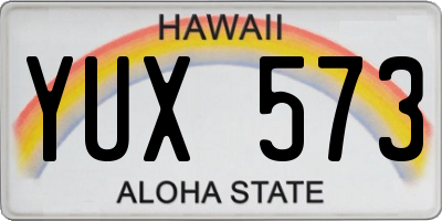 HI license plate YUX573