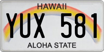 HI license plate YUX581
